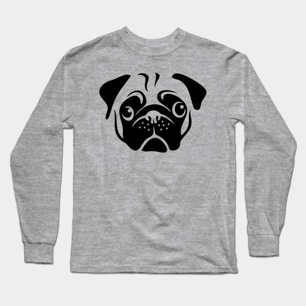 Pug Face Long Sleeve T-Shirt by airealapparel